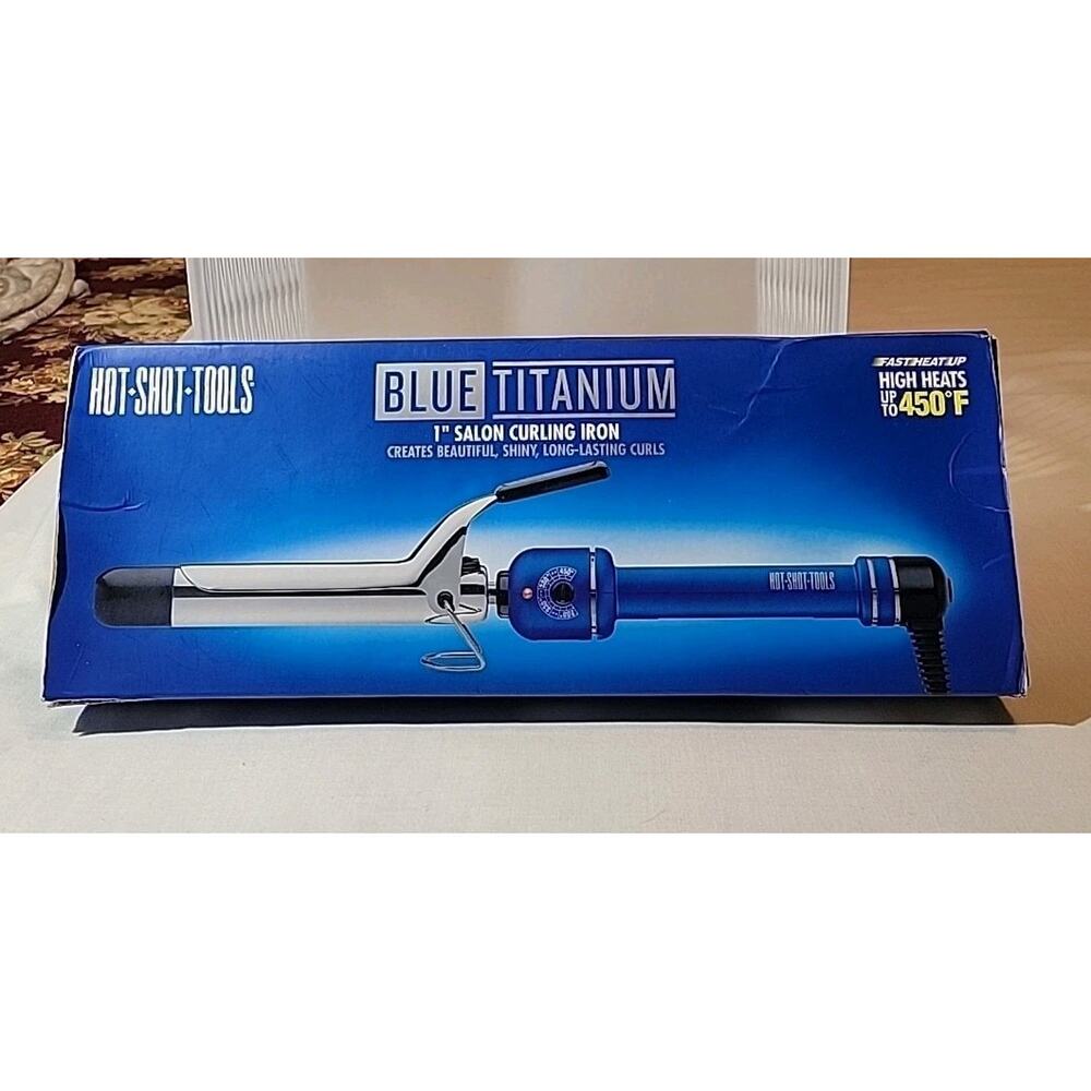 Hot Shot Tools Helen of Troy 1" Salon Curling Iron Blue Titanium NIB #S510165